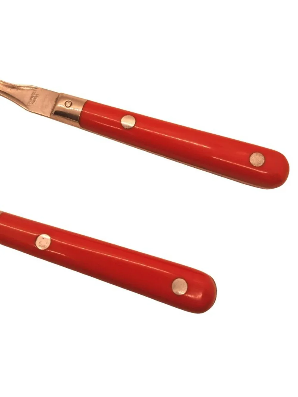 Vintage Stainless Steel 2 Table Spoons With Red Handles Made In Korea